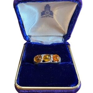 Vintage Sterling Silver Amber Band style stackable